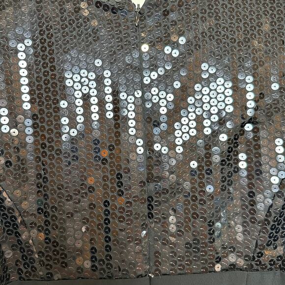 Vintage 90s Nicole Miller Sequin Black Dress Cocktail Union Made in the USA 10 - Picture 8 of 11